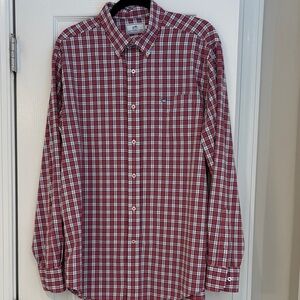 Southern Tide Performance  Red and White Plaid Men's Shirt